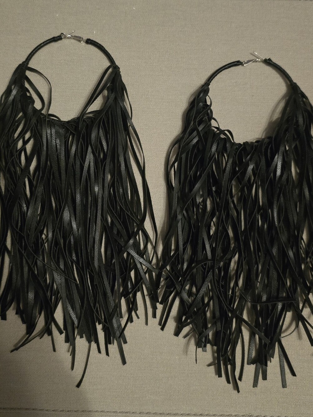Sassy Jones Dina Black Fringe Hoop Earrings